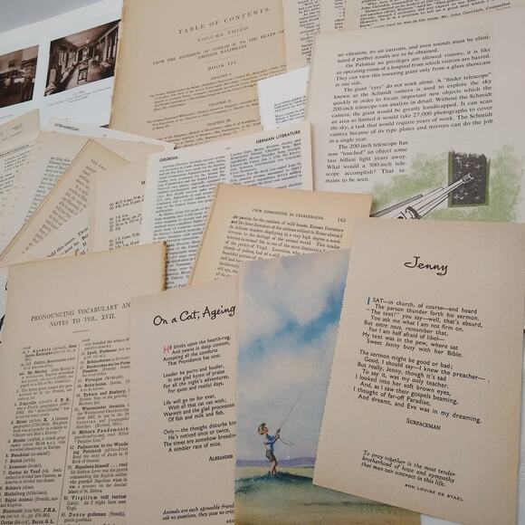 Very Vintage Book Pages, Old Book Page Bundle, Assorted Book Pages - Picture 7 of 10